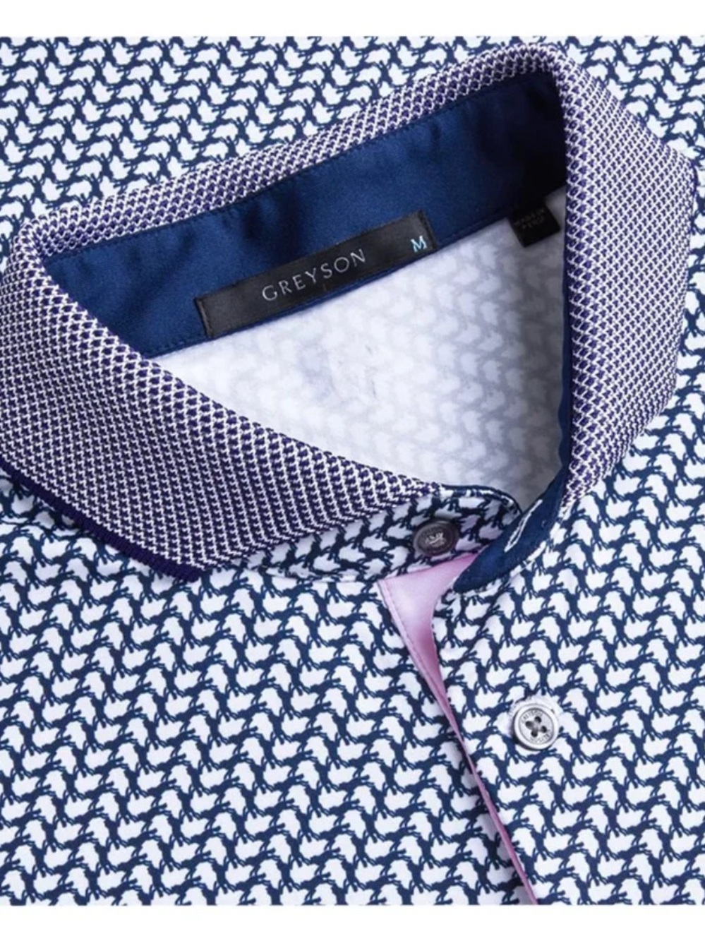 Greyson Navy & White Geometric Polo